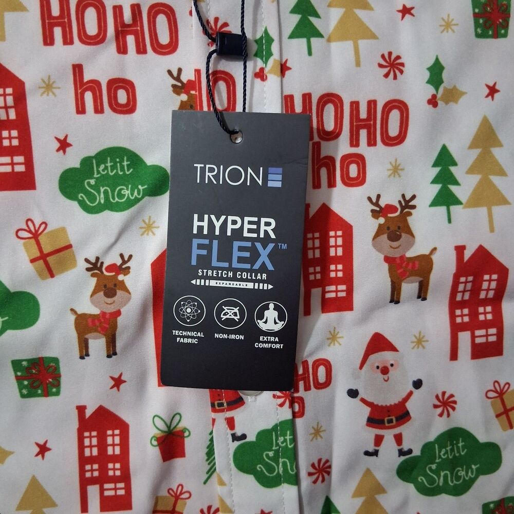 Trion Men's Small Shirt NEW WITH TAGS Christmas Ho Ho Ho Button Up - Picture 4 of 9